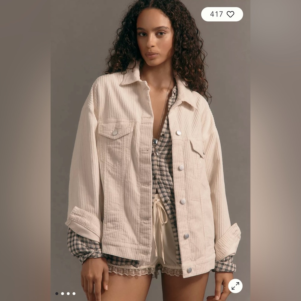 Pilcro/Anthropologie The Weston Corduroy Boyfriend Jacket in Ivory Size S. NWT